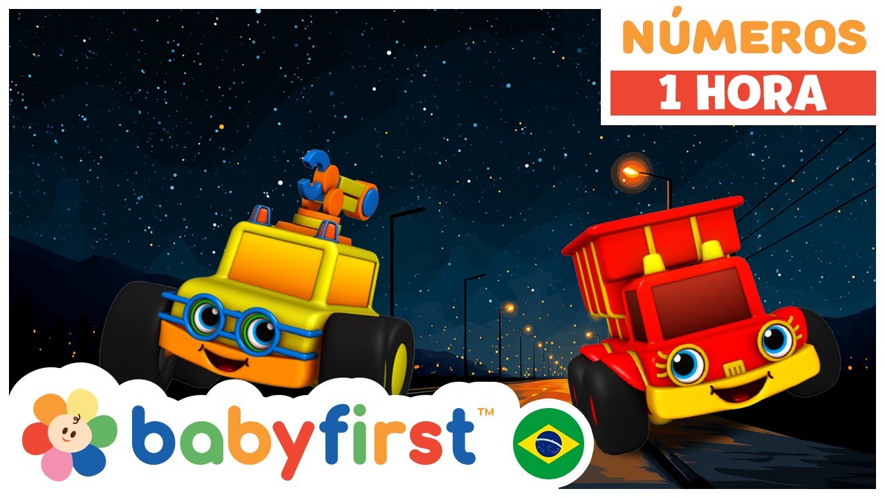 Números para Crianças | Corrida dos Números com Caminhões Divertidos! | O 123, e já! | Baby FIrst TV