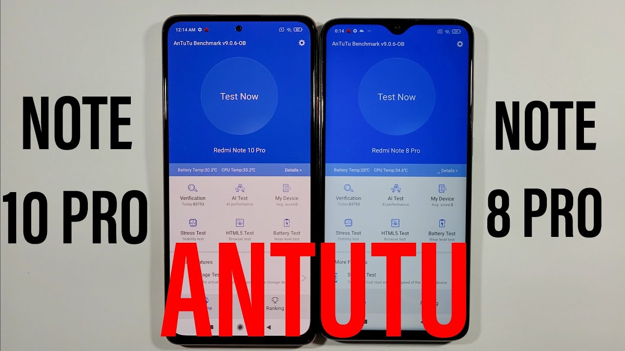 Xiaomi Redmi Note 10 Pro vs Xiaomi Redmi Note 8 Pro Antutu Benchmark Test
