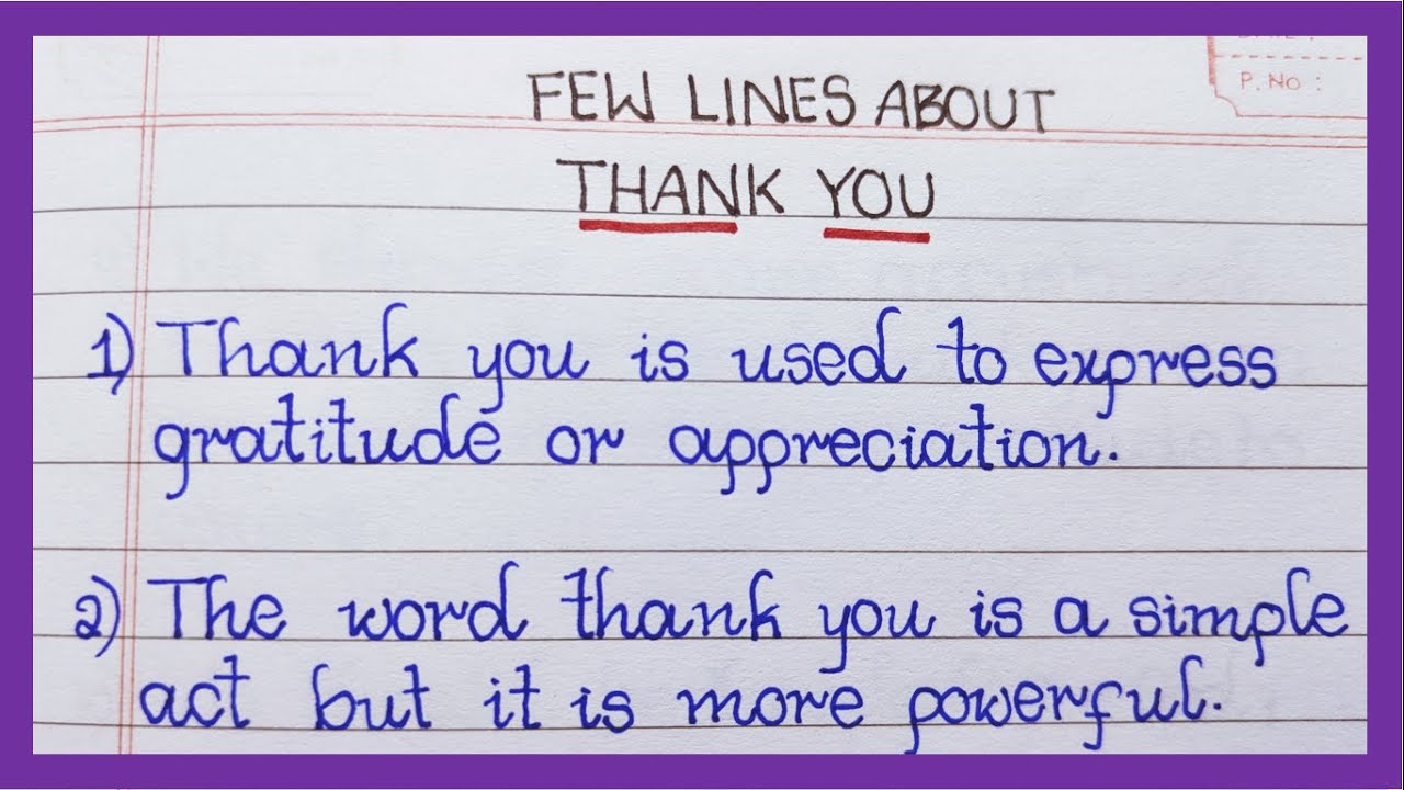 Few Lines on Thank you in English | 10 Lines on Thank you | About Thank you