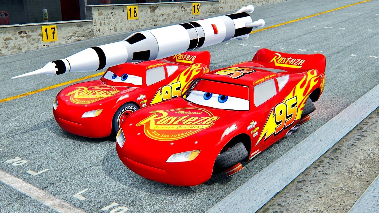 Lightning McQueen Spaceship vs Lightning McQueen Rocket Engine - Drag Race