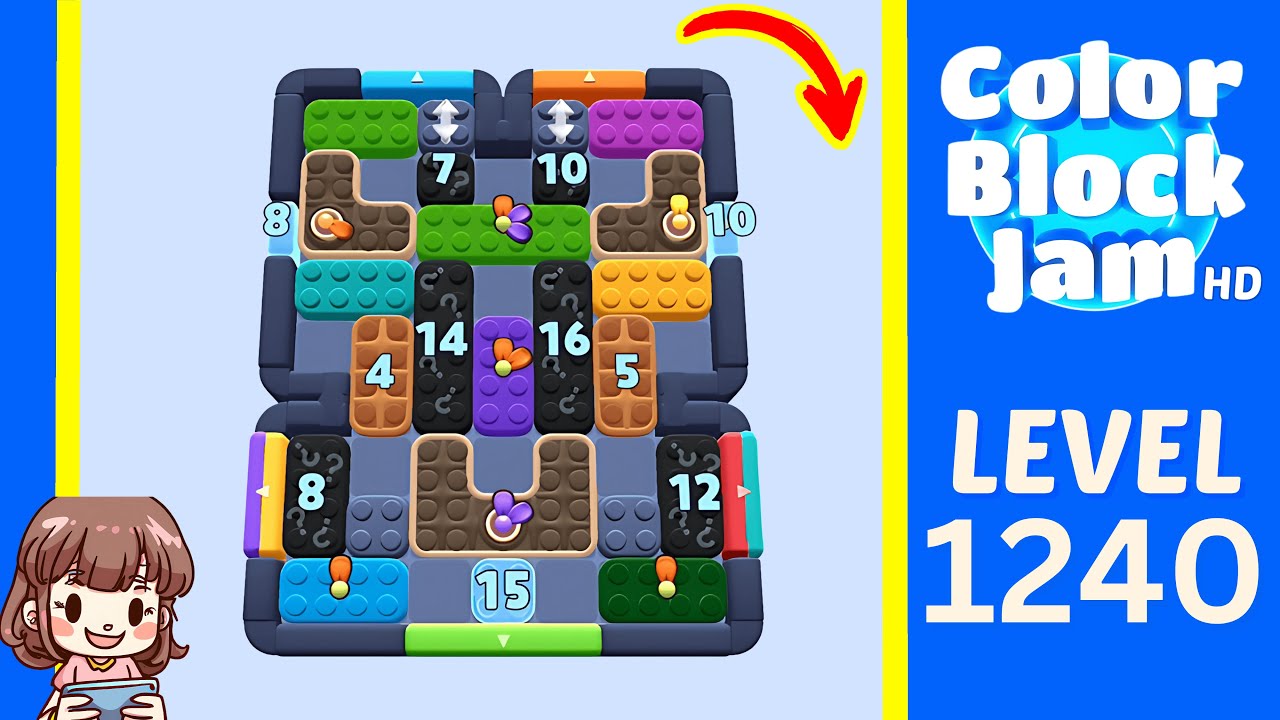 Color Block Jam Level 1240 Solution Walkthrough