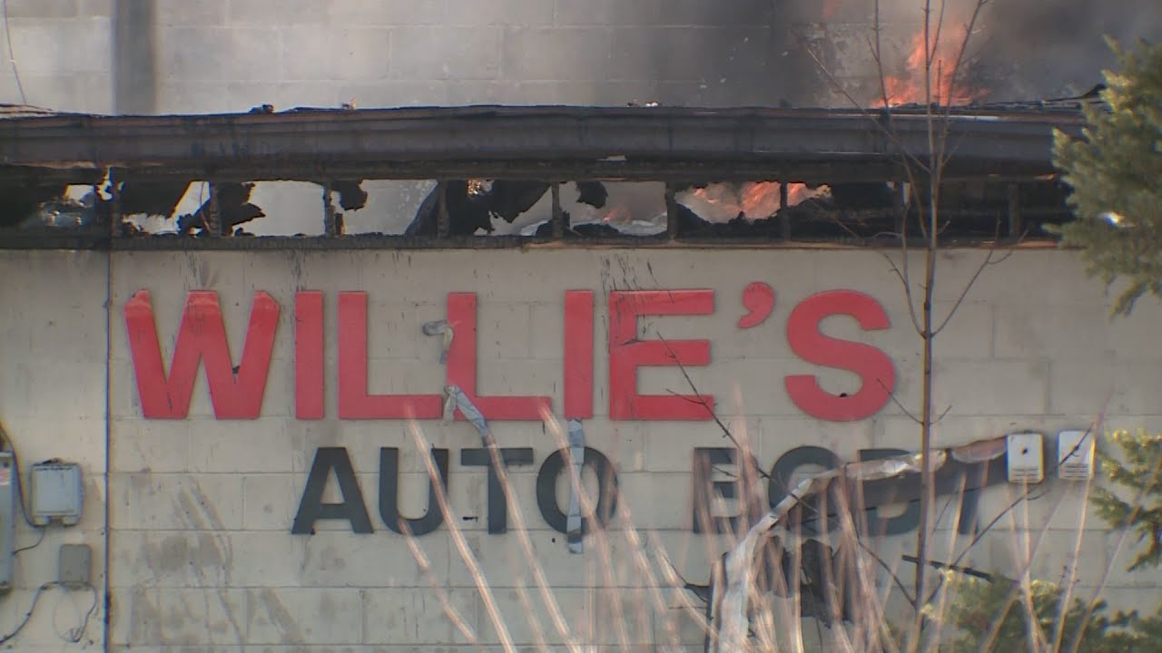 Video shows major fire damage and flames at Turner auto body shop