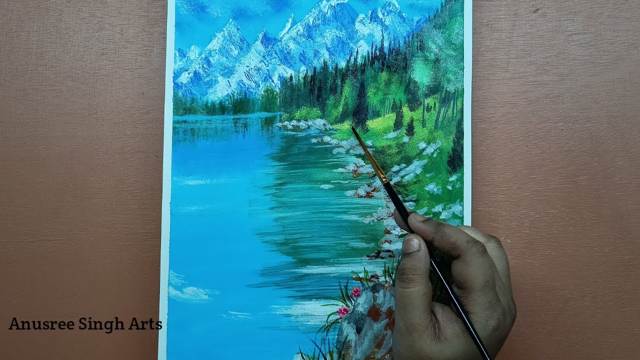 Easy scenery paintings for beginners. How to paint beautiful mountain scenery. Acrylic paintings.
