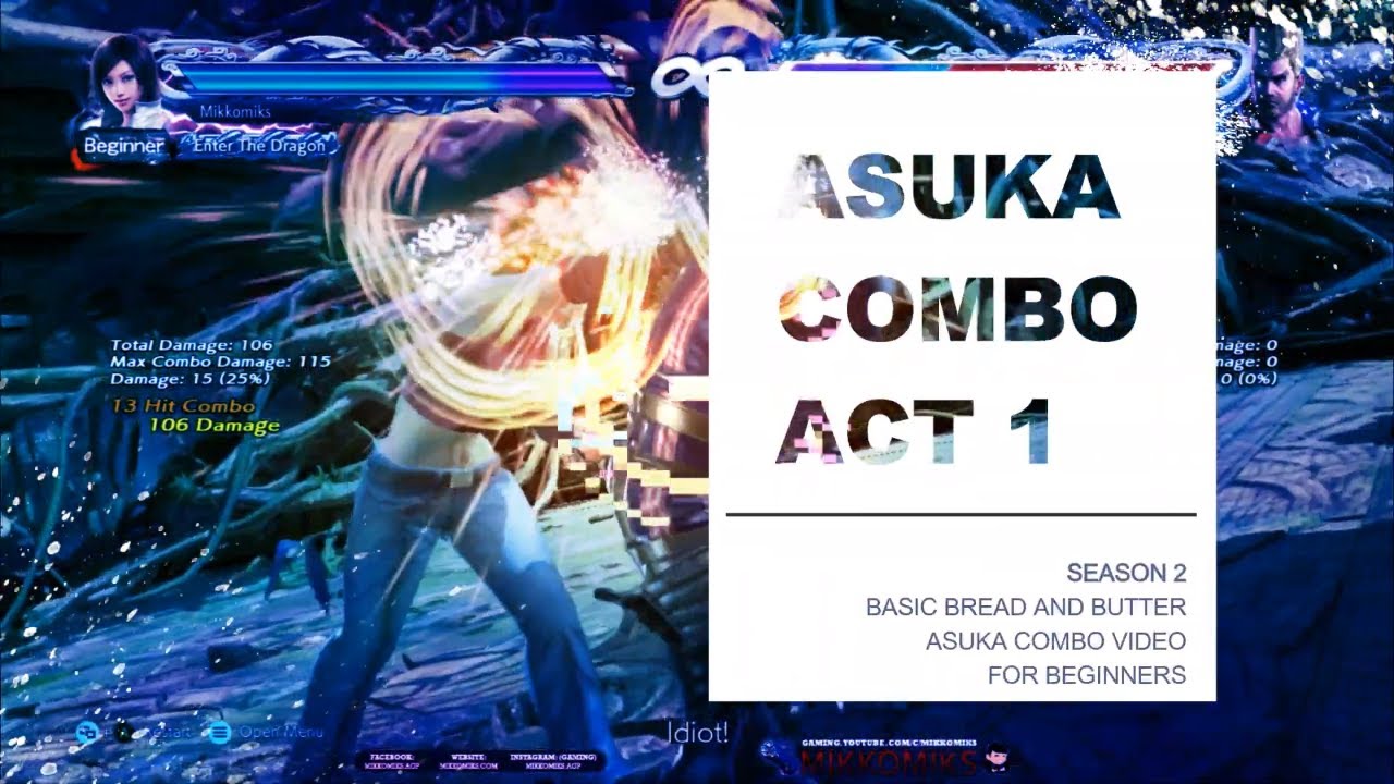 Tekken 7 Season 2 - Asuka Combo Act 1 - Basic BnB Combos + Wall Bounce