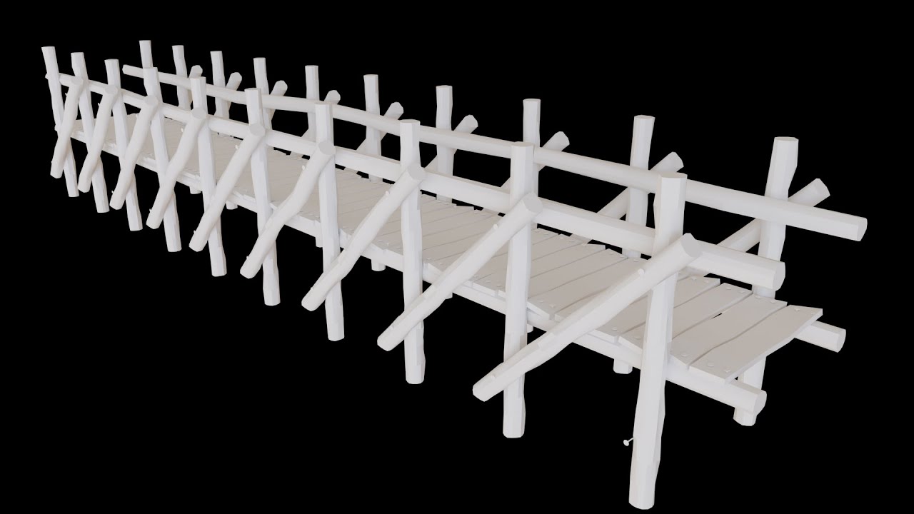 Wooden Bridge modelling | Part 1 | Blender  [Render Frame]
