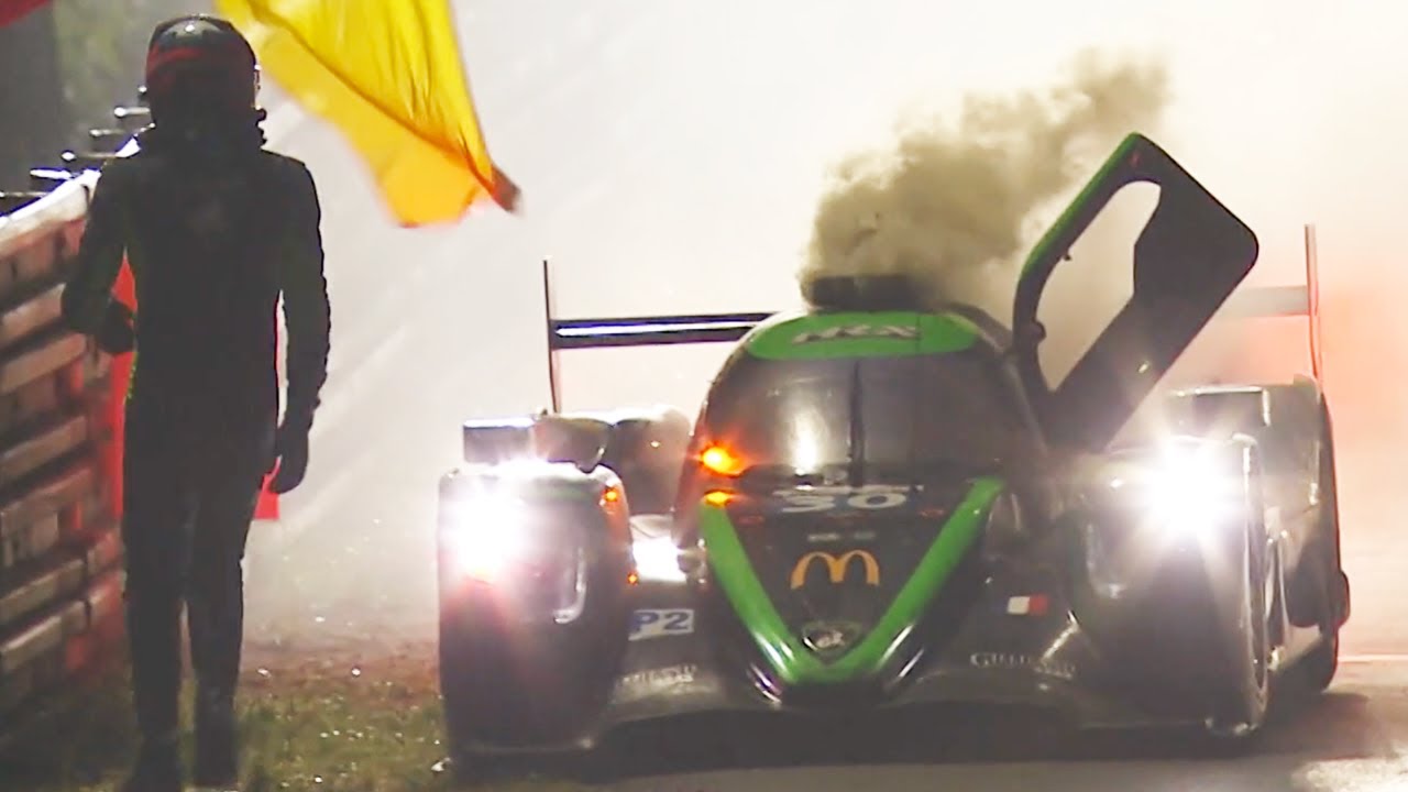 24 HEURES DU MANS - Le moment où le moteur de la Duqueine n°30 prend feu après plusieurs explosions