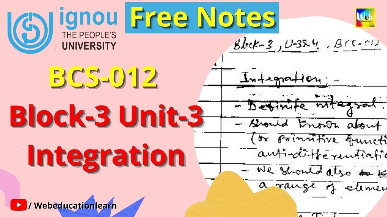 BCS-012 | #bca | Block-3 Unit-3 | Integration | BCA-1 | FREE PDF Dawnload करें