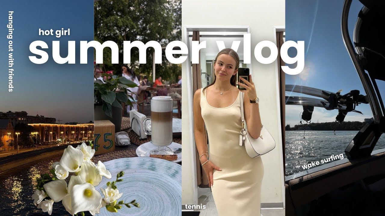 a hot girl summer vlog | wakesurfing, tennis and friends