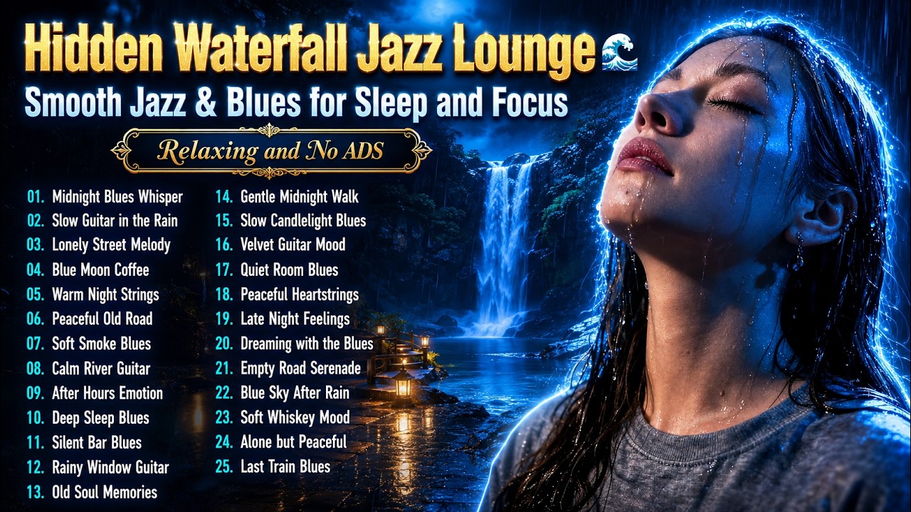 Hidden Waterfall Jazz Lounge 🌊 Smooth Jazz & Blues for Sleep and Focus