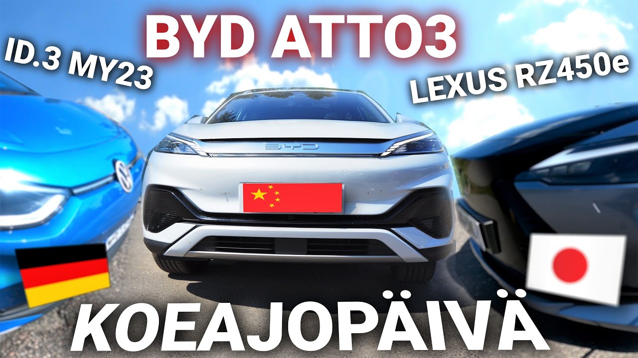 358. Koeajopäivä: BYD ATTO3, Lexus Rz450e ja VW ID.3 MY23.