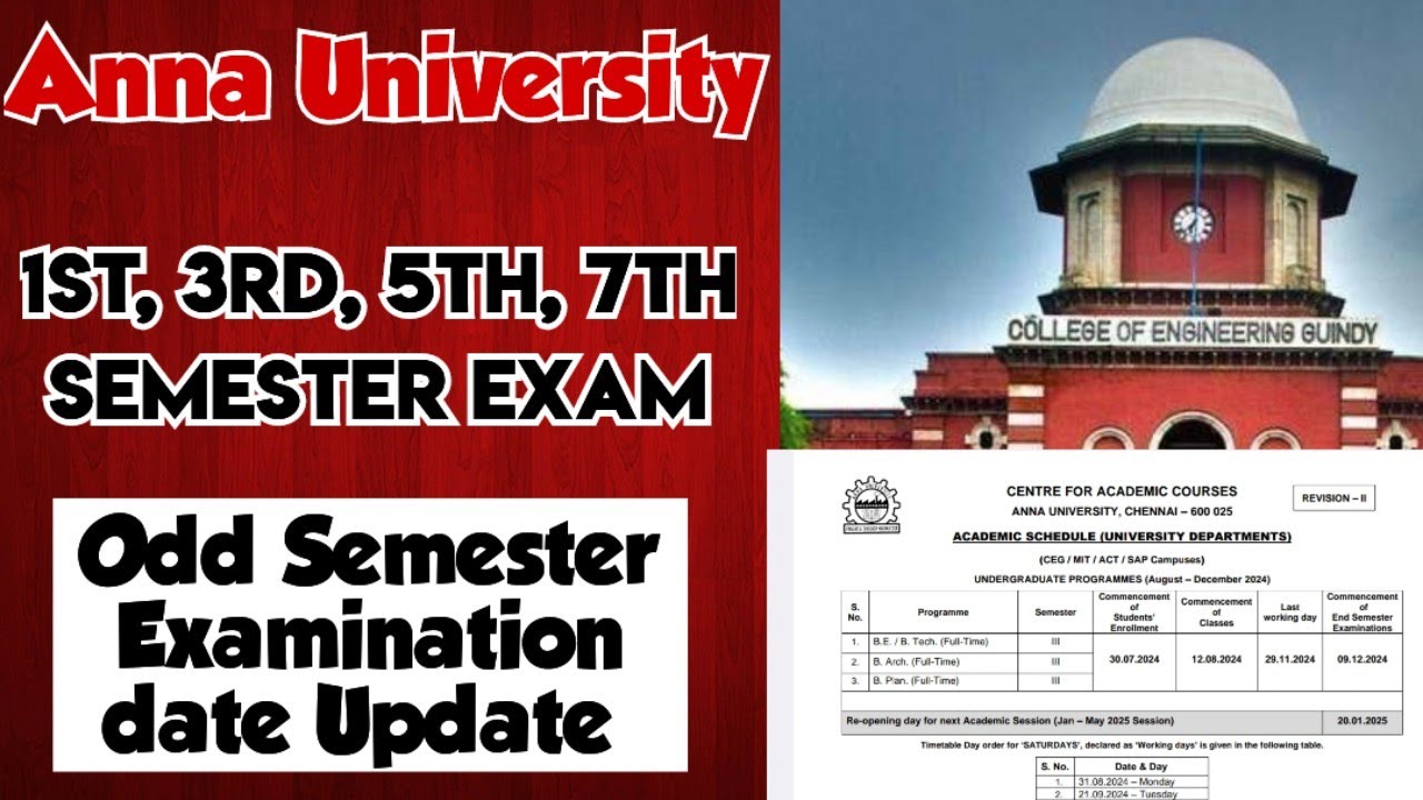 Anna University Odd semester examination 2025 time table update|Engineering king|
