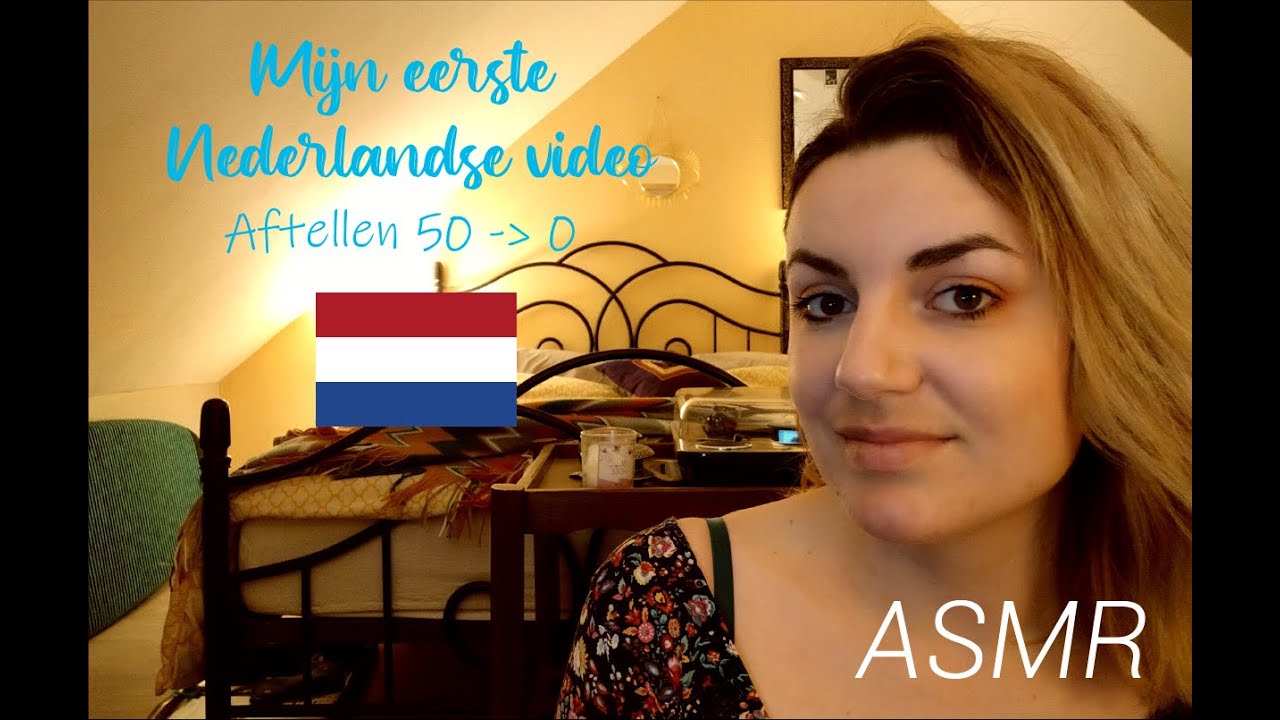 ASMR Dutch | Trying to speak Dutch 🇳🇱 - aftellen van 50 tot 0 (close whispering, frans accent)
