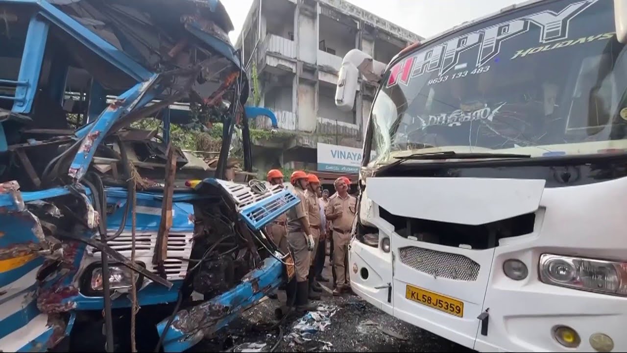കാസർകോട് രണ്ട് ബസുകൾ കൂട്ടിയിടിച്ച് അപകടം; നിരവധി പേർക്ക് പരിക്ക് | Kasargod