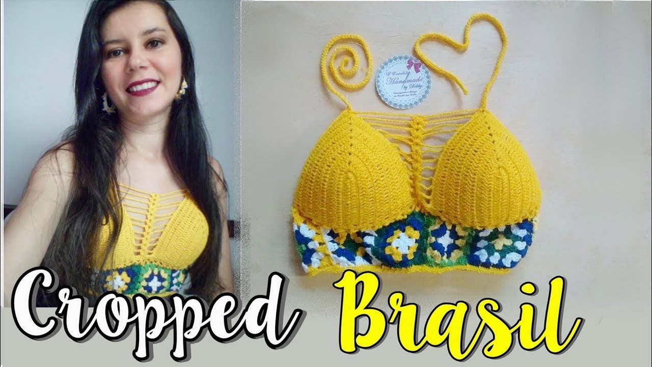 Top Cropped Square Brasil de Crochê 🇧🇷