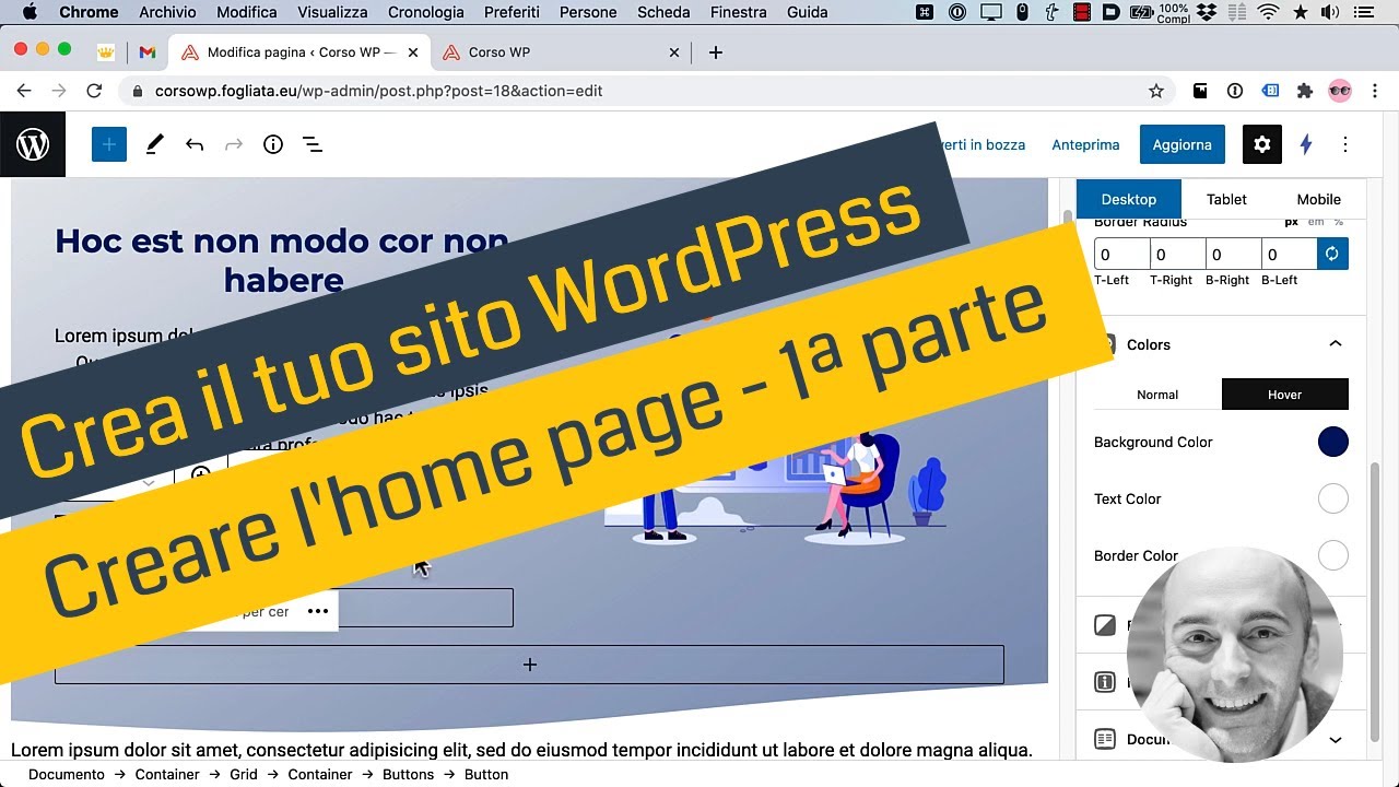 Crea il tuo sito WordPress - Creazione home page con Gutenberg - prima parte