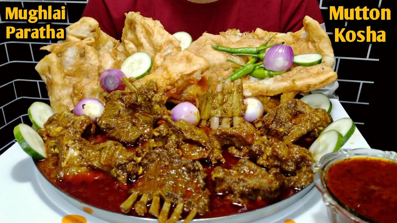 Mutton Kosha With Mughlai Paratha Eating | Spicy Mutton Curry Mukbang | Fast Food Eating Asmr 🍛