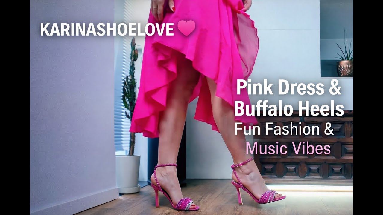 KARINASHOELOVE Pink Dress & Buffalo Heels 💗 Bold Pink Style