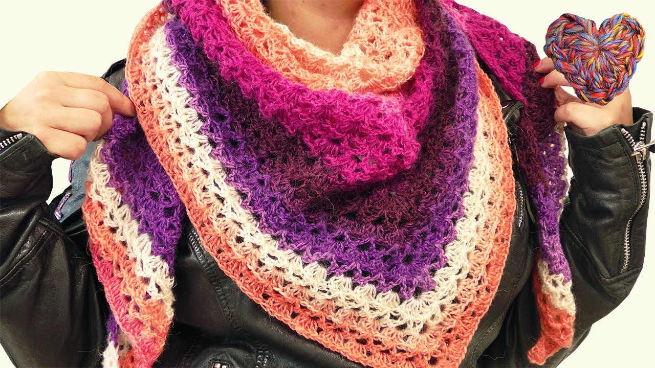 XXL Dreieckstuch mit tollem Lochmuster | Häkeln Tuch | Häkeln für Anfänger | Tolle Wolle