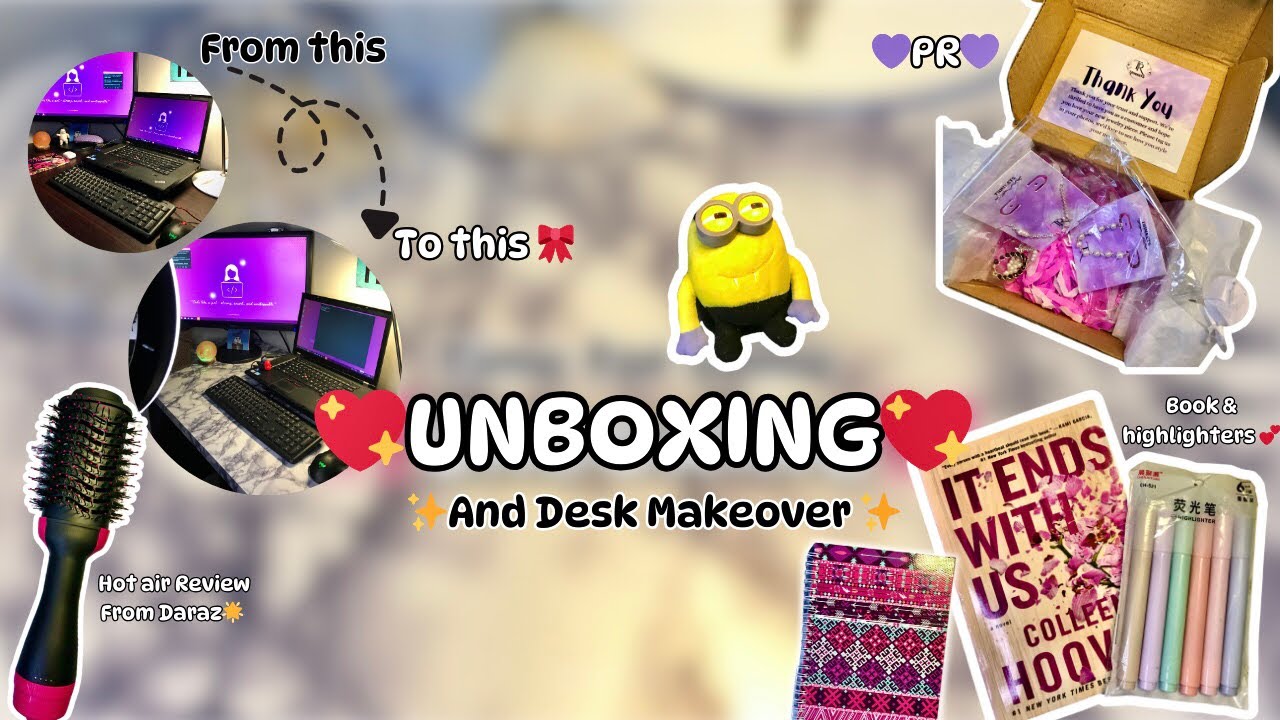 ✨UNBOXING✨Stationary, Books, Jewelry PR, Hot Air Brush & 🎀 DESK MAKEOVER 🎀 #unboxing #makeover