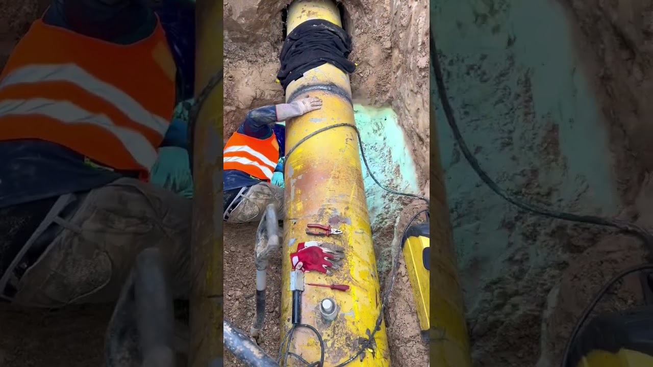 Spawanie rury 508mm #krecikii #kret #wbijanie #dobrarobota #młot #wykop #goodjob #stal #przeciski