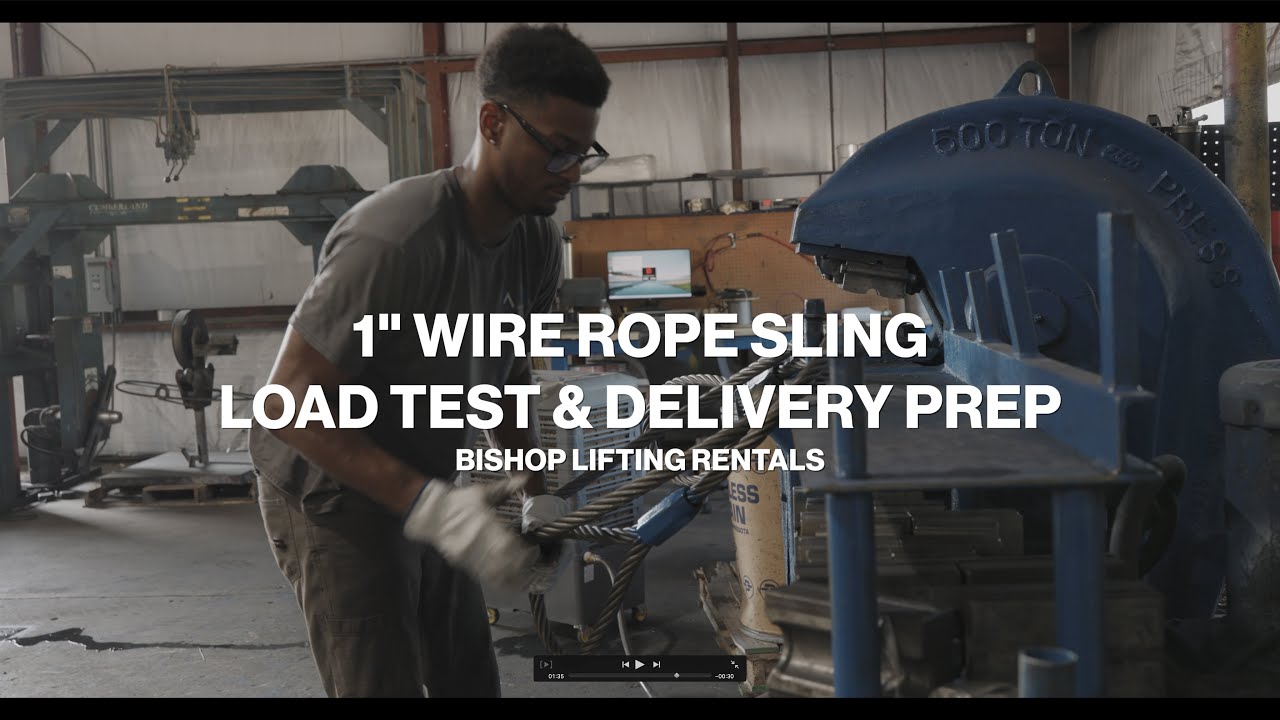 Watch us Load Test a 1inch wire rope sling in Sulphur LA - Bishop Lifting