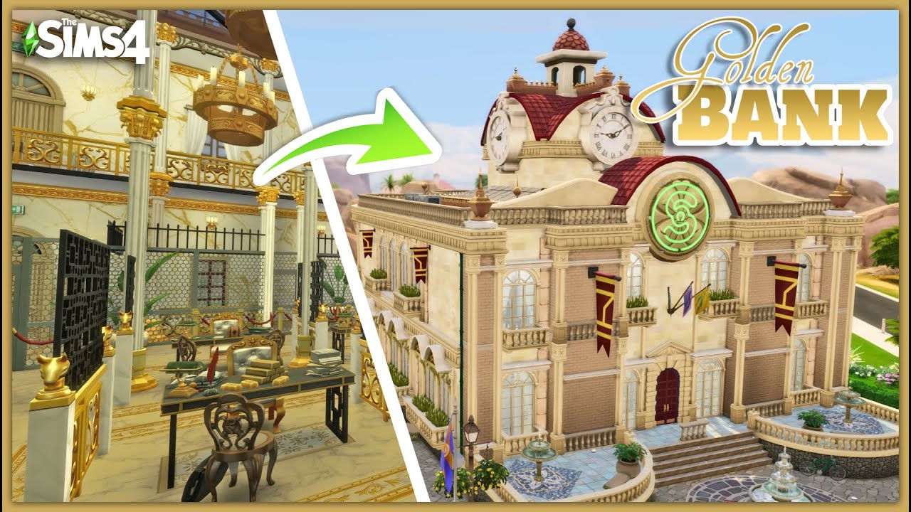 I Built A GOLDEN BANK In Sims 4 💰 | Sims 4 Speed Build | #sims4speedbuilds