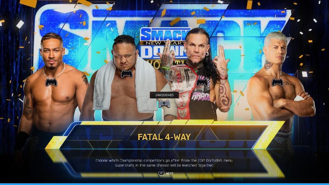 SMACKDOWN - CARMELLO HAYES VS SAMOA JOE VS JEFF HARDY VS CODY RHODES #WWE2K25