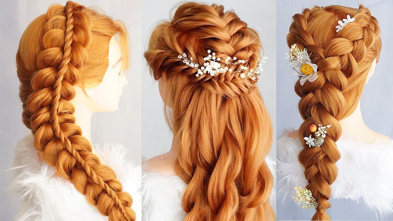3 Messy Braid Hairstyle Half Up Half Down | Easy Cute Hairstyles For Long Hair Step By Step