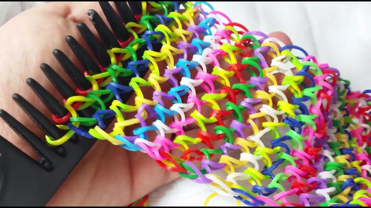 Rainbow Loom-Pulseiras com elástico (Escama De Dragão)COM PENTE GOMITAS