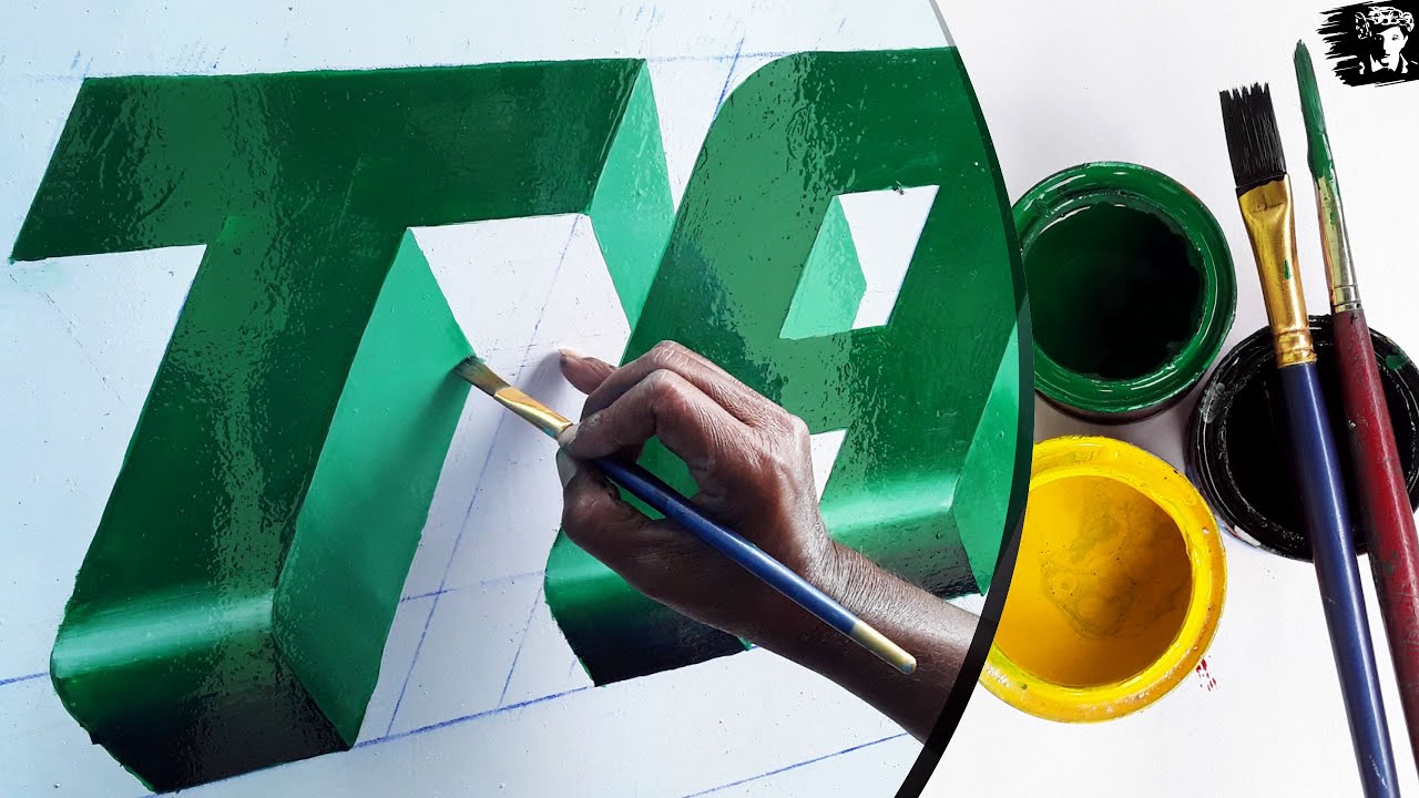 Letter Painting Sign writing 3D Floating Font Design - key of arts