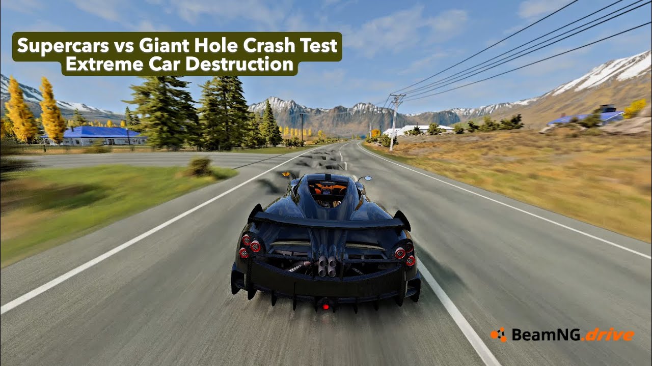 BeamNG.drive Supercars vs Giant Hole Crash Test | Extreme Car Destruction