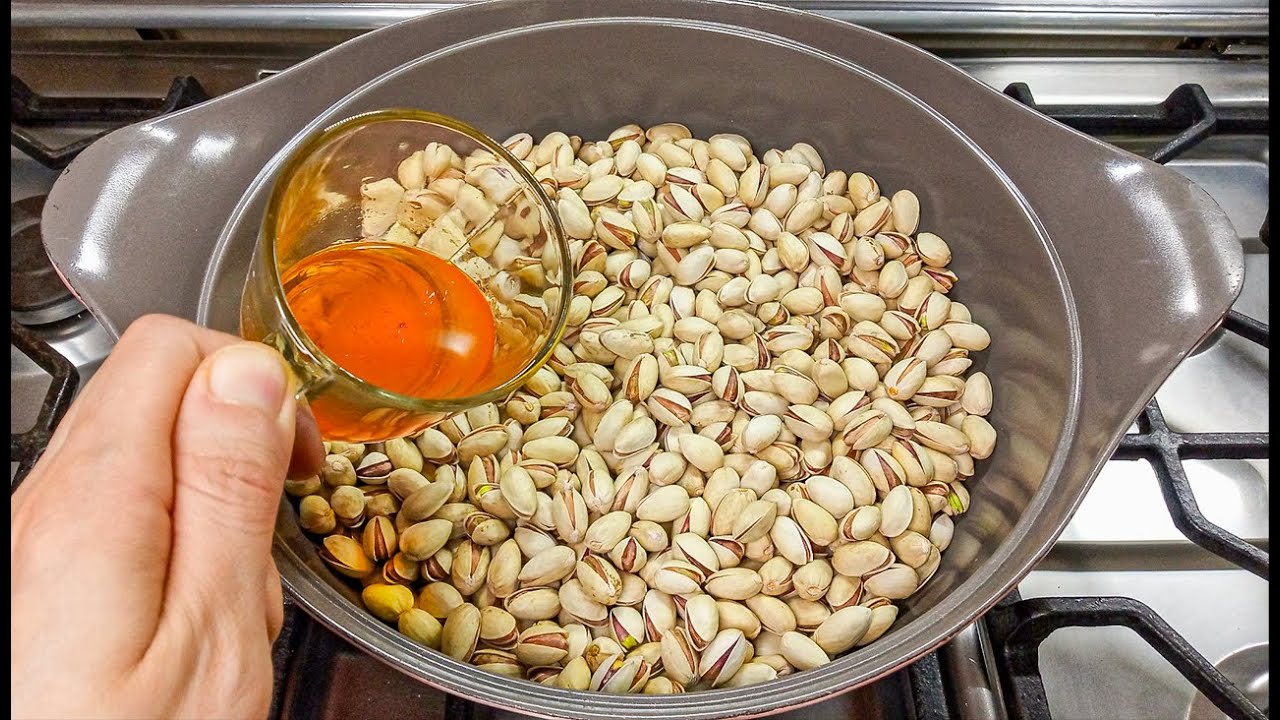 آشپزی اسان و خوشمزه ، بو دادن پسته خام به سبک بازاری ENG SUB) ASMR