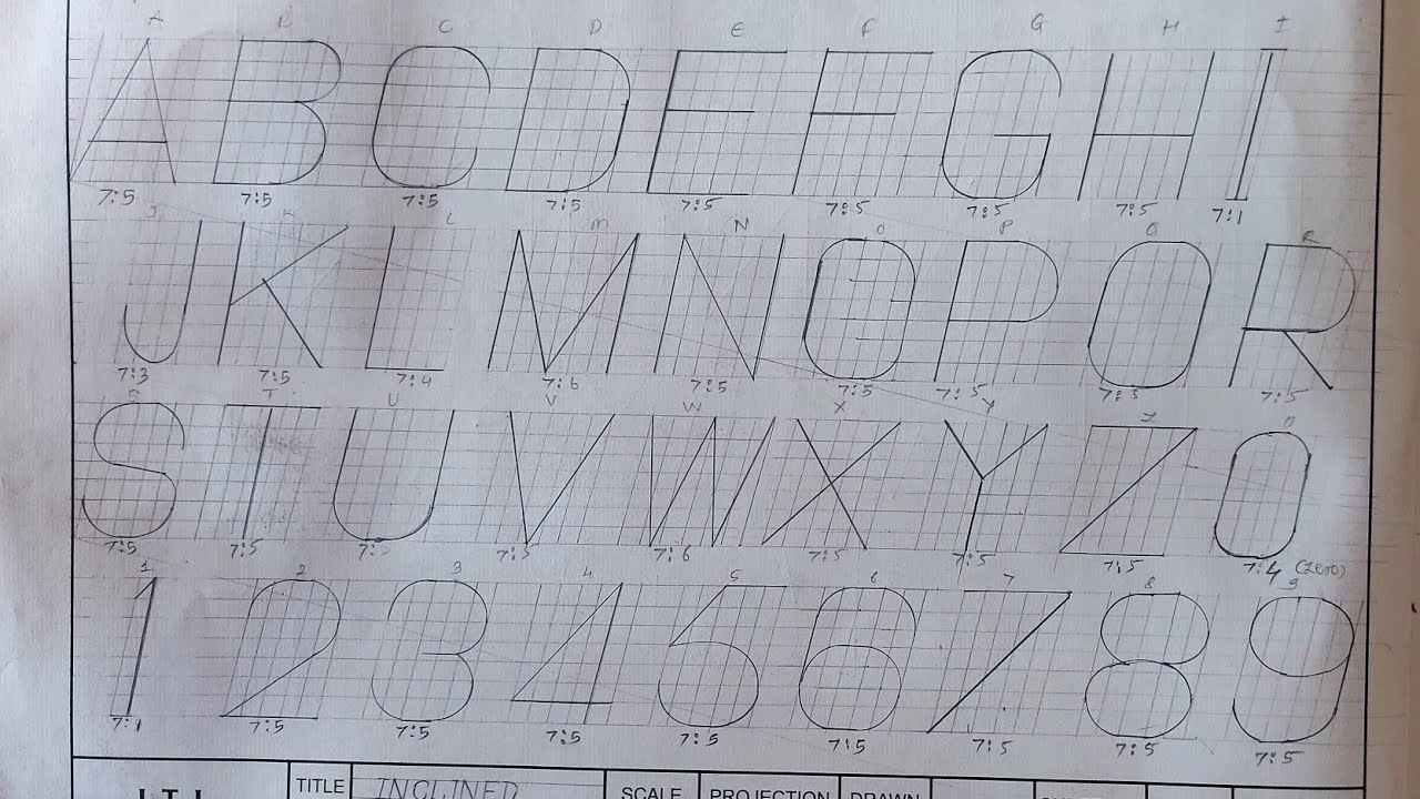 Inclined Lettering in Engineering Drawing | 7:5 Ratio |How to Draw Inclined Letters| ITI First year