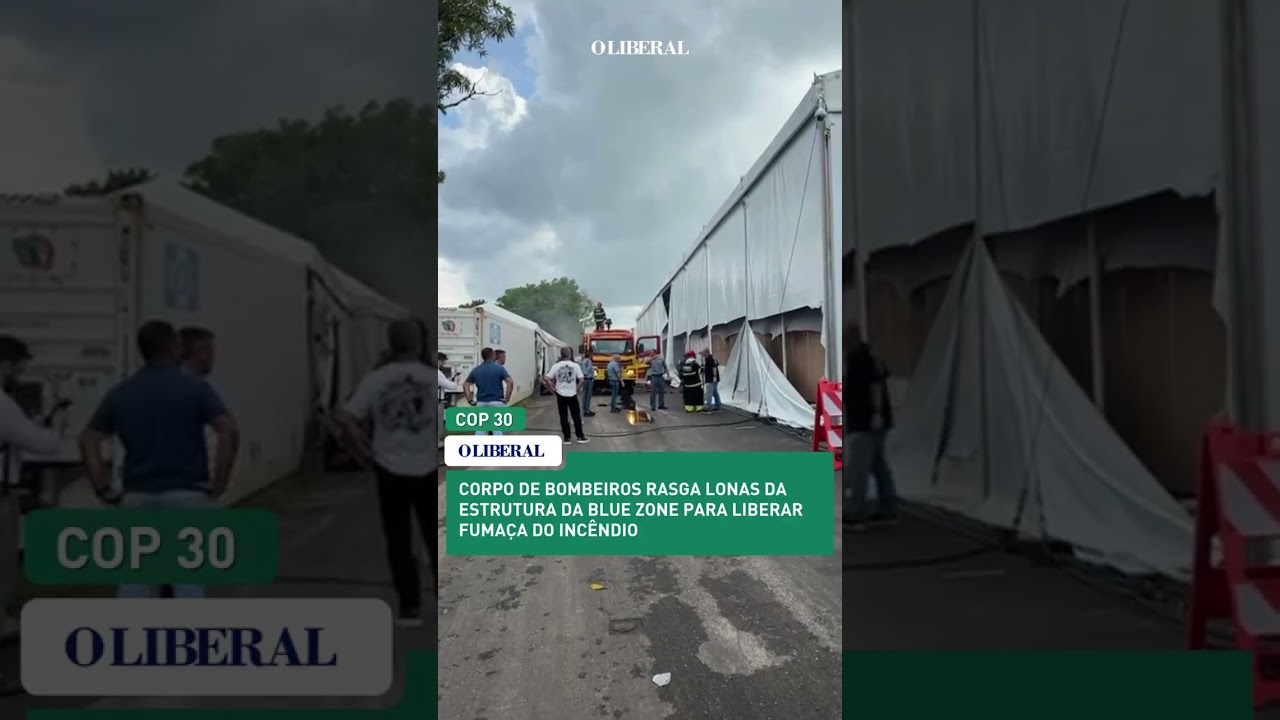 INC&Ecirc;NDIO: Corpo de Bombeiros rasga lonas da estrutura da Blue Zone para liberar fuma&ccedil;a do inc&ecirc;ndio
