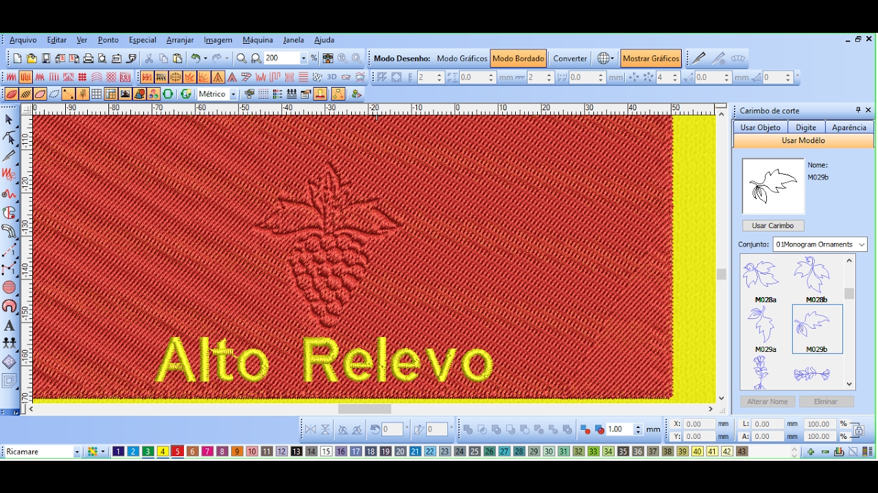 Efeito alto relevo no Wilcom Embroidery Studio