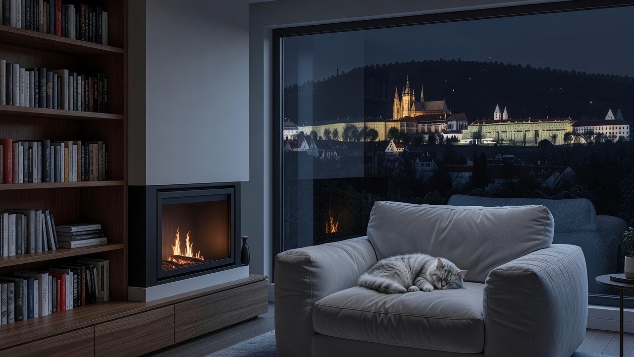 Cozy Prague Night: 2 Hours of Rain & Crackling Fireplace Sounds for Deep Sleep & Relaxation