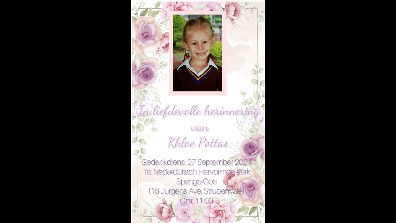 Khloe Pottas Funeral Service - Live Stream