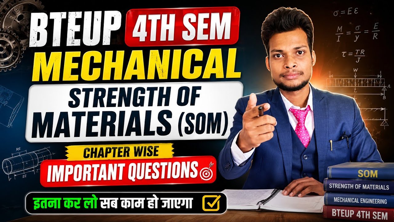 SOM Chapter Wise Important Questions 2026 || Bteup 4th Sem Mechanical Strength of Materials ||