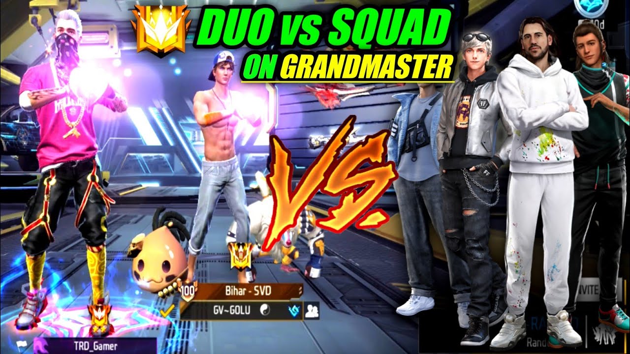 DUO vs SQUAD ON GRANDMASTER || BR RANK push duo vs squad challenge !!!