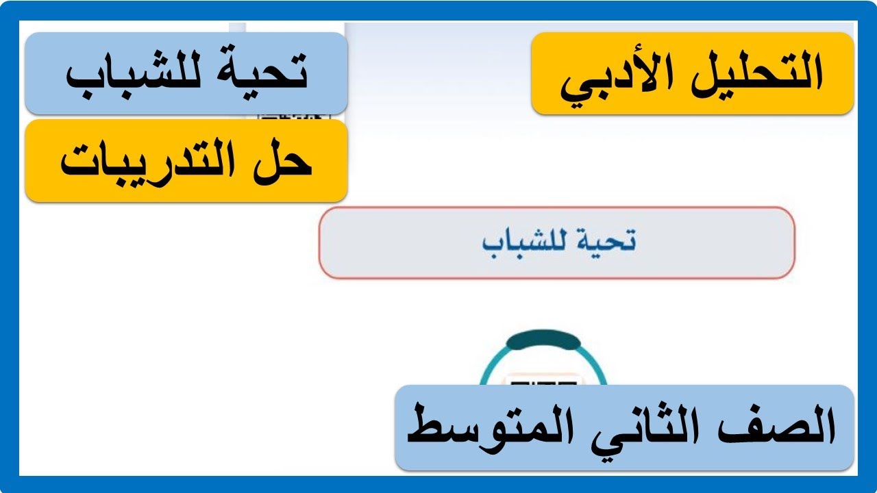 حل تدريبات التحليل الأدبي تحية للشباب للصف الثاني المتوسط لغتي الخالدة