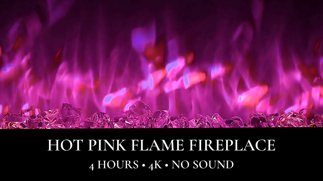Hot Pink Flame Fireplace | No Sound | 4 Hours | 4K