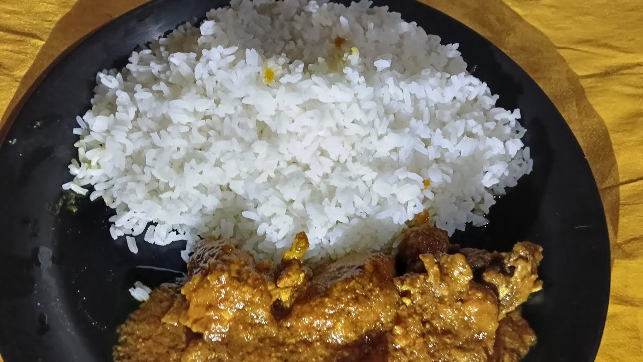 Hello doston today today I eat rice and chicken curry 🍛