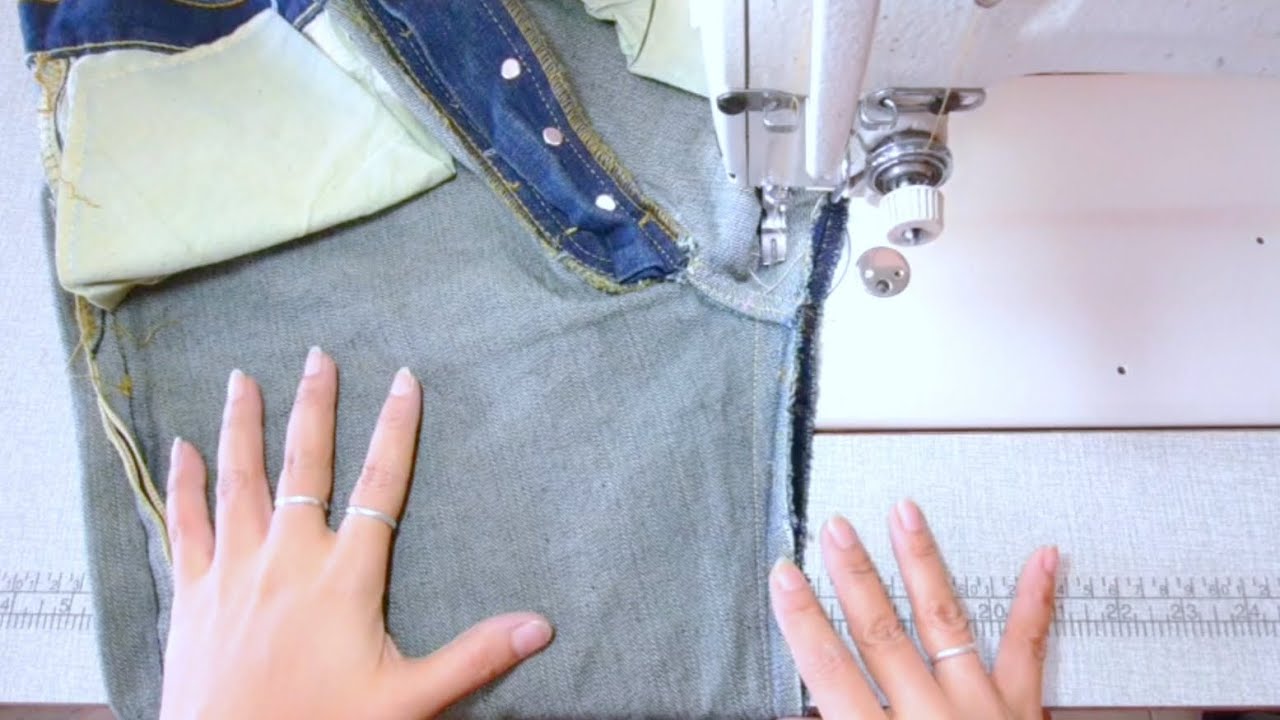 วิธีเก็บเป้ากางเกงยีนส์/วิธีเก็บเป้ากางเกงยีนส์/how to fix jeans crotch