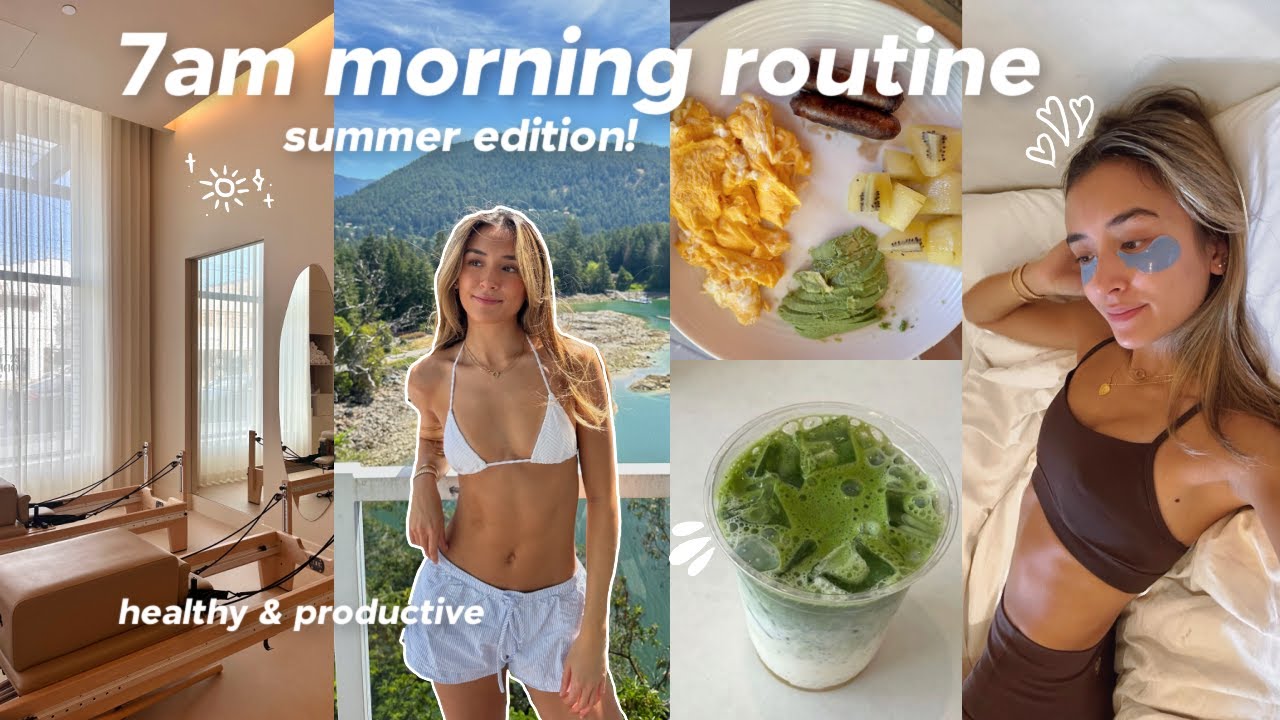 7:30 AM SUMMER MORNING ROUTINE! 🍵🧘🏼&zwj;♀️ workout, cooking breakfast, journaling, and chit chat grwm!