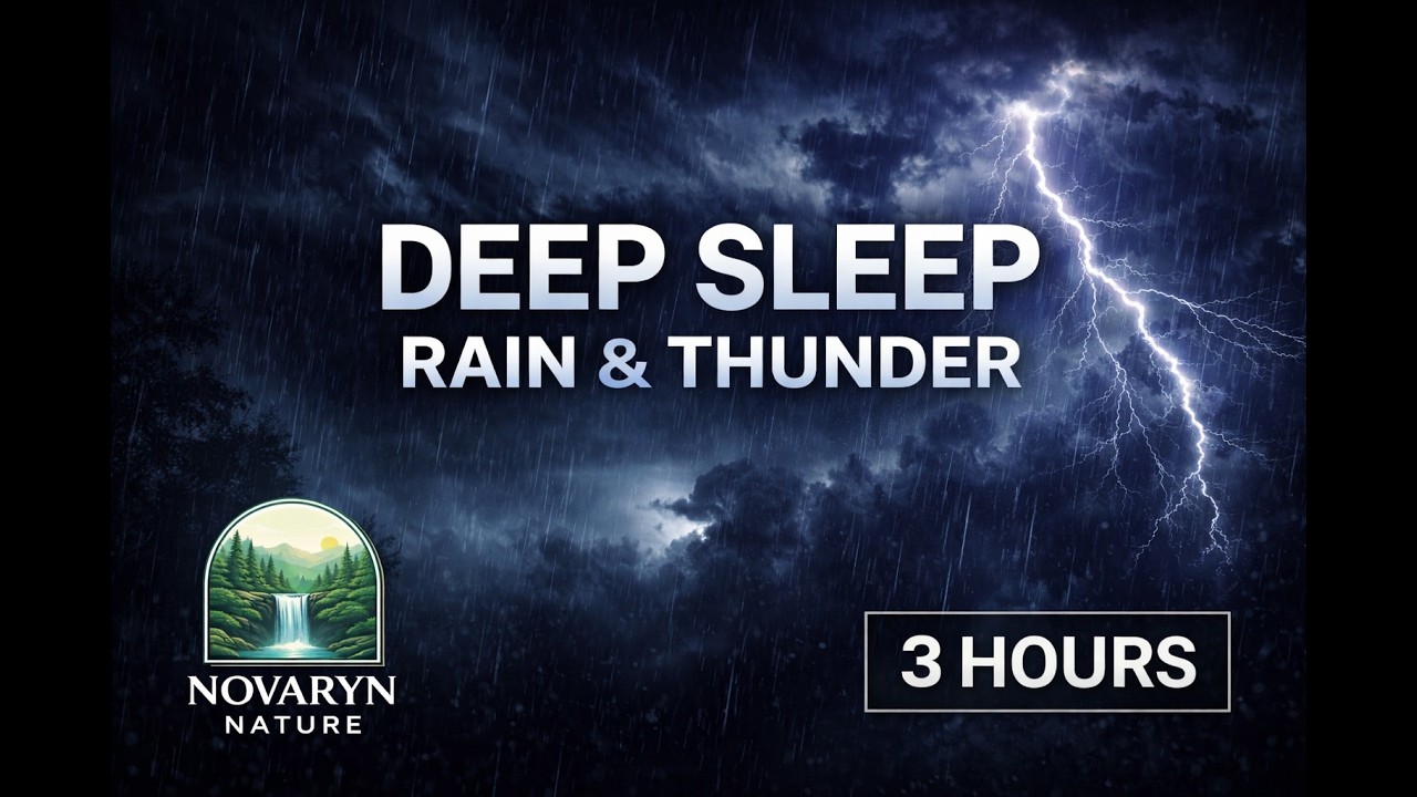 Fall Asleep to Gentle Rain & Distant Thunder 🌧️ 3 Hours Black Screen Night Sounds🌧️