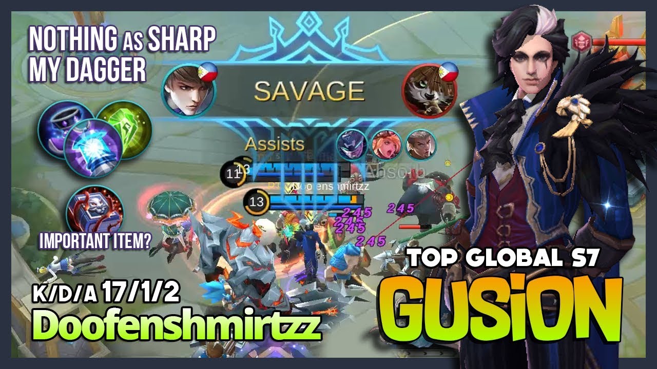 I'm Back! My Dagger Need SAVAGE! Doofenshmirtzz Top Global Gusion S7 ~ Mobile Legends