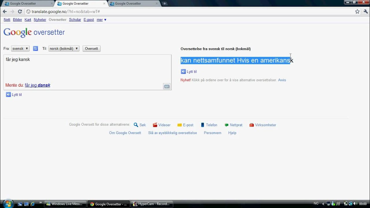 Google oversetter nedsig
