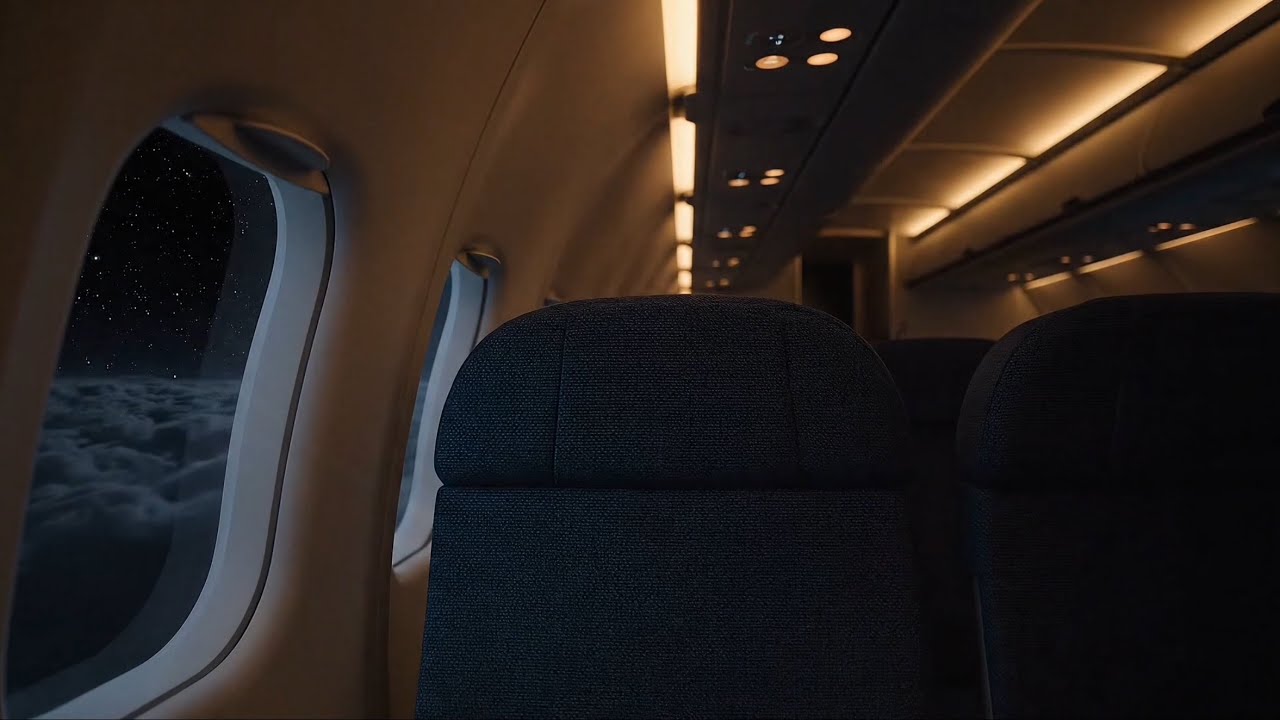 POV Airplane Cabin at Night | 1 Hour | Calm Engine Noise for Sleep & Focus