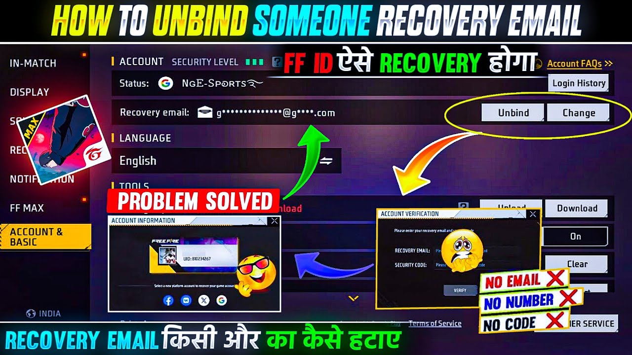 Free Fire Recovery Email Forget  & Security Code Update | FF Email Unbind Guide Today