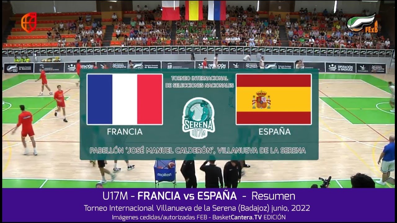 U17M - FRANCIA vs ESPAÑA (Resumen). Torneo Internacional Junior Villanueva de la Serena 2022